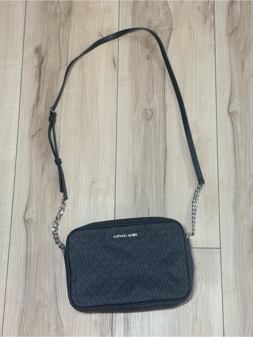 Michael Kors Black Logo-Print Crossbody Camera Bag